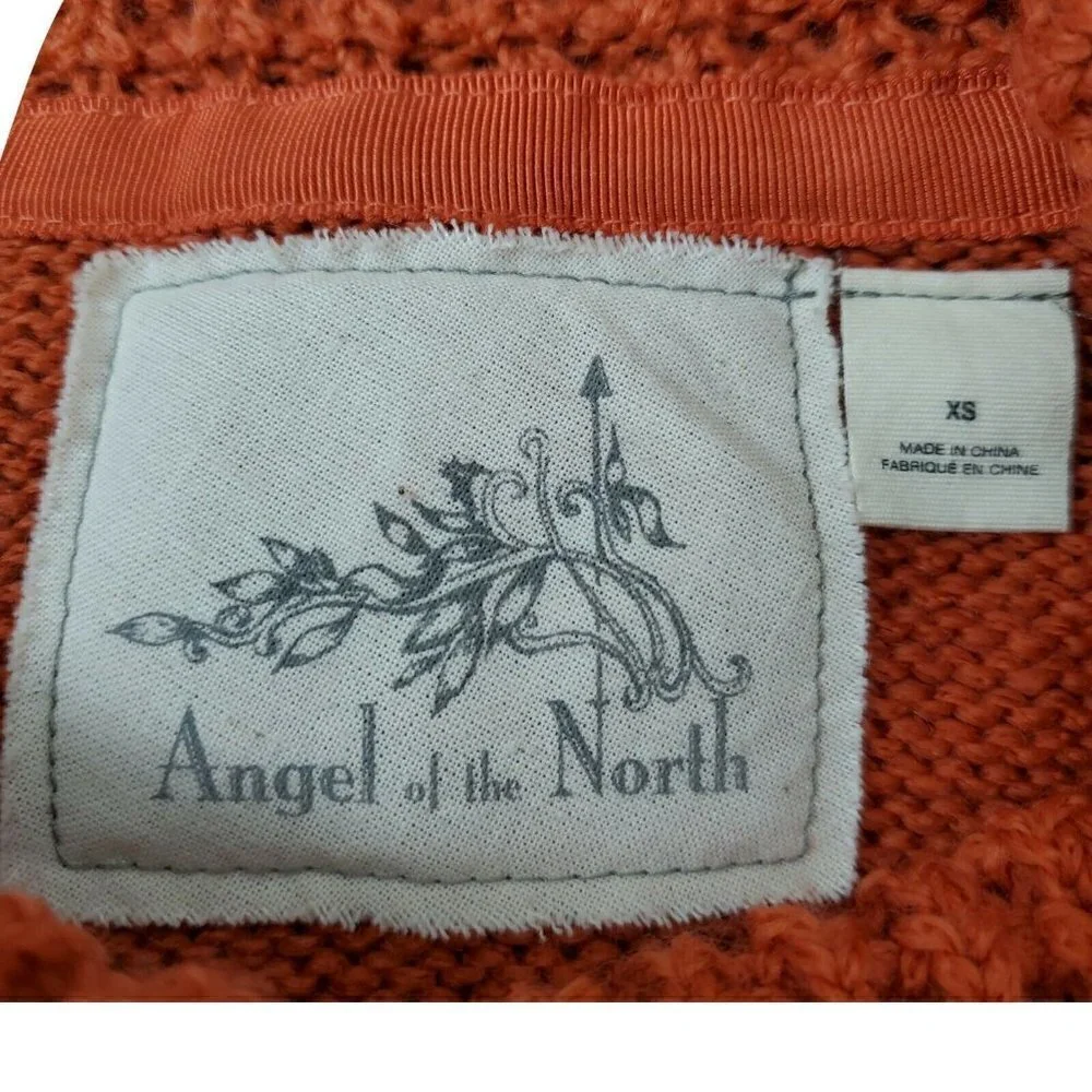 Angel of the North Anthropologie‎ Sweater XS Wool Mohair Orange Waffle Cowl Neck